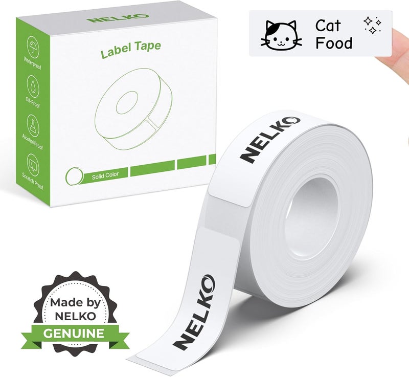 Nelko Genuine P21 Label Maker Tape, 14x40mm (0.55"x1.57"), Standard Laminated Thermal Label Tape Replacement, for Home Office, 180 Labels/Roll, White - Image 1